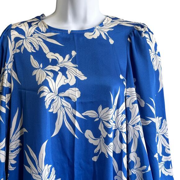 Alexis for Target Blue Floral Print Swing satin Mini dress size S - Picture 5 of 10